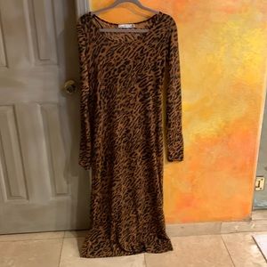 Mink pink long animal print dress
